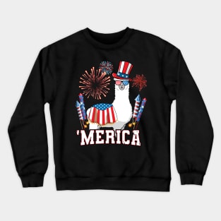 Patriotic Llama Merica 4th of July Crewneck Sweatshirt